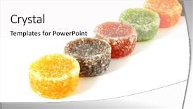  Presentation with candy - Beautiful presentation featuring sugar industry - candy chew fruit drops laid backdrop and a white colored foreground