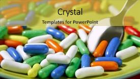  Presentation with candy cane christmas - Slides having candy colorful sweets on a green dish over red background background and a yellow colored foreground