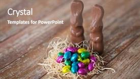  Presentation with holidays - Colorful slide set enhanced with candy eggs in straw nest backdrop and a coral colored foreground