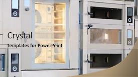  Presentation with baking equipment - Amazing PPT theme having candy manufacturing - bakery equipment close up backdrop and a lemonade colored foreground