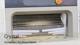  Presentation with manufacturing - Colorful slide set enhanced with candy manufacturing - bakery equipment close up backdrop and a light gray colored foreground