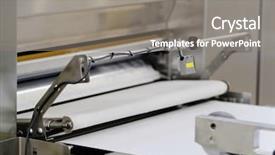  Presentation with bakery - PPT theme with candy manufacturing - bakery equipment close up background and a gray colored foreground