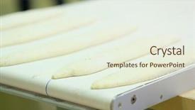  Presentation with baking equipment - Slide deck with candy manufacturing - bakery equipment close up background and a sky blue colored foreground