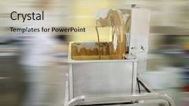  Presentation with manufacturing - Beautiful presentation theme featuring candy manufacturing - image of a device backdrop and a soft green colored foreground