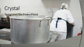  Presentation with manufacturing - Colorful PPT layouts enhanced with candy manufacturing - large saucepan on the stove backdrop and a light gray colored foreground