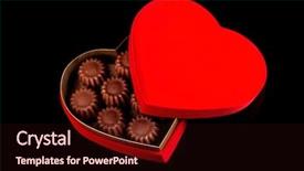  Presentation with shot - PPT layouts enhanced with heart candy - close up shot of chocolates background and a wine colored foreground