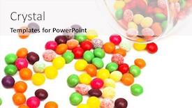  Presentation with candy - Theme with candy in a glass jar on white background background and a sky blue colored foreground