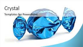  Presentation with candy - Amazing PPT layouts having candy in blue wrapper isolated backdrop and a white colored foreground