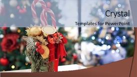  Presentation with events and decoration presentation - PPT theme featuring candy manufacturing - beautiful christmas decoration made background and a light blue colored foreground
