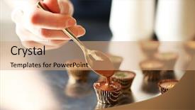  Presentation with candy - Presentation having candy manufacturing - preparation handmade chocolate candies close background and a coral colored foreground