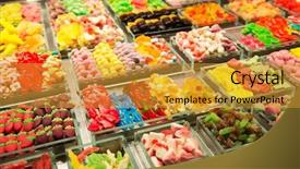  Presentation with labour market - Slide set enhanced with candy store - abundance of sweets in market background and a  colored foreground