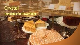  Presentation with candy shop - Audience pleasing presentation design consisting of candy store - cake shop backdrop and a tawny brown colored foreground