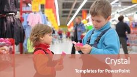  Presentation with supermarket - Slides enhanced with candy store - children with sweetmeats in supermarket background and a coral colored foreground