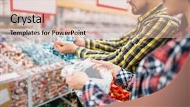  Presentation with supermarket shopping cart buying food - Amazing presentation design having candy store - couple buying sweets and candies backdrop and a lemonade colored foreground