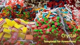  Presentation with gummy candy - Cool new PPT layouts with candy store - gummy candies for sale backdrop and a tawny brown colored foreground