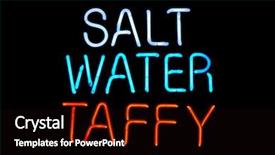  Presentation with neon - Beautiful presentation theme featuring candy store - salt water taffy neon sign backdrop and a wine colored foreground