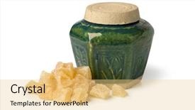  Presentation with white green - Slides with candy store - traditional green vintage ginger jar background and a  colored foreground