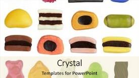  Presentation with candy - Beautiful PPT theme featuring candy sweets - assortment candies isolated on white backdrop and a blonde colored foreground