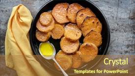  Presentation with sweet candy - Slide deck featuring candy sweets - candied yams or sweet potatoes background and a red colored foreground