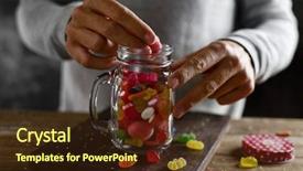  Presentation with mason jar - PPT theme with candy sweets - closeup of a young caucasian background and a tawny brown colored foreground