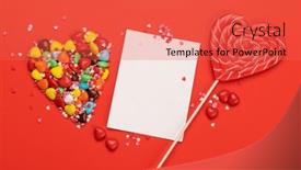  Presentation with valentines - Presentation theme featuring candy-sweets-and-blank-greeting background and a red colored foreground