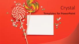  Presentation with greetings - PPT theme featuring candy-sweets-and-blank-greeting background and a red colored foreground