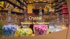  Presentation with candy shop - Presentation design with candy and sweets in shop background and a tawny brown colored foreground