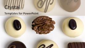  Presentation with candy - Presentation theme having candy wedding - delicious chocolates await which one background and a coral colored foreground