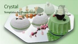  Presentation with aircon design - PPT theme having candyland - springtime fairytale marzipan arrangement design background and a soft green colored foreground