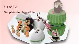  Presentation with candyland - PPT layouts enhanced with candyland - springtime marzipan food arrangement background and a lemonade colored foreground