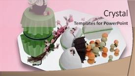  Presentation with candyland - PPT theme with candyland - springtime marzipan food arrangement background and a lemonade colored foreground