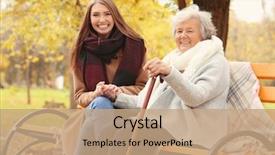  Presentation with cane - PPT theme having cane and young caregiver background and a coral colored foreground