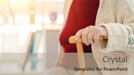  Presentation with cane - PPT theme having cane-in-hand-of-old background and a coral colored foreground