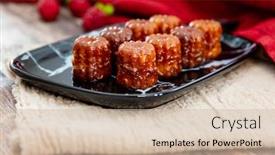  Presentation with french pastry - PPT layouts with canele-is-a-small-french background and a soft green colored foreground