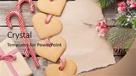  Presentation with christmas candy - Beautiful PPT theme featuring canes and snow fir tree backdrop and a lemonade colored foreground