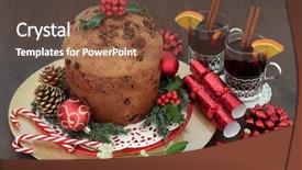  Presentation with christmas chocolate - Amazing presentation theme having canes holly mistletoe fir gold backdrop and a tawny brown colored foreground