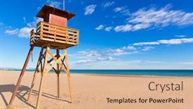  Presentation with beach - Slide set having canet-de-berenguer-beach background and a coral colored foreground