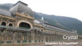  Presentation with station - Audience pleasing presentation theme consisting of canfranc railway station old monument backdrop and a gray colored foreground