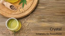  Presentation with hemp - Presentation theme featuring cannabis - composition with hemp oil background and a coral colored foreground