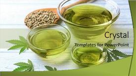  Presentation with hemp - Colorful PPT theme enhanced with cannabis - composition with hemp oil backdrop and a yellow colored foreground