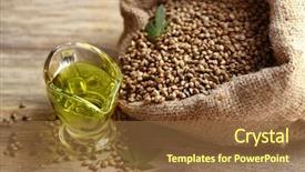  Presentation with hemp oil - Slide deck consisting of cannabis - hemp oil in gravy boat background and a tawny brown colored foreground