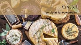  Presentation with cheese - Slides having cannabis - homemade cheeses on the wooden background and a coral colored foreground