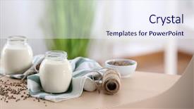  Presentation with cannabis - Slide deck featuring cannabis plant - beautiful composition with hemp milk background and a sky blue colored foreground