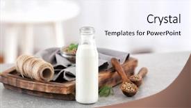  Presentation with cannabis - Beautiful PPT theme featuring cannabis plant - beautiful composition with hemp milk backdrop and a sky blue colored foreground