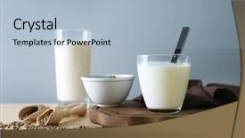  Presentation with hemp - Cool new PPT theme with cannabis plant - beautiful composition with hemp milk backdrop and a light blue colored foreground