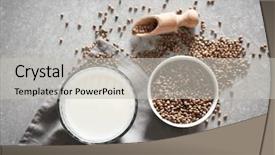 Presentation with hemp - Beautiful slide set featuring cannabis plant - beautiful composition with hemp milk backdrop and a light gray colored foreground