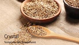  Presentation with hemp - Theme enhanced with cannabis plant - bowl and spoon with hemp background and a coral colored foreground