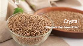  Presentation with cannabis - Presentation design featuring cannabis plant - bowl with hemp seeds background and a coral colored foreground