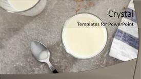  Presentation with cannabis - Colorful presentation design enhanced with cannabis plant - glass with hemp milk backdrop and a mint green colored foreground