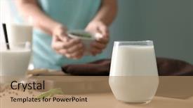  Presentation with cannabis - Theme enhanced with cannabis plant - glass with hemp milk background and a coral colored foreground